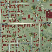 Second close-up of the map of Oblong, Illinois print showing more streets and buildings