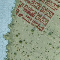 Second close-up of the map of Ocean Beach, California print showing more streets and buildings