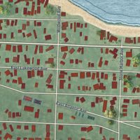 Second close-up of the map of Ocean Gate, New Jersey print showing more streets and buildings