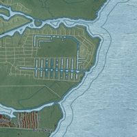 Second close-up of the map of Ocean, Ocean County, New Jersey print showing more streets and buildings
