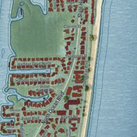 Second close-up of the map of Ocean Ridge, Florida print showing more streets and buildings