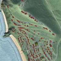 Second close-up of the map of Oceanside, Oregon print showing more streets and buildings