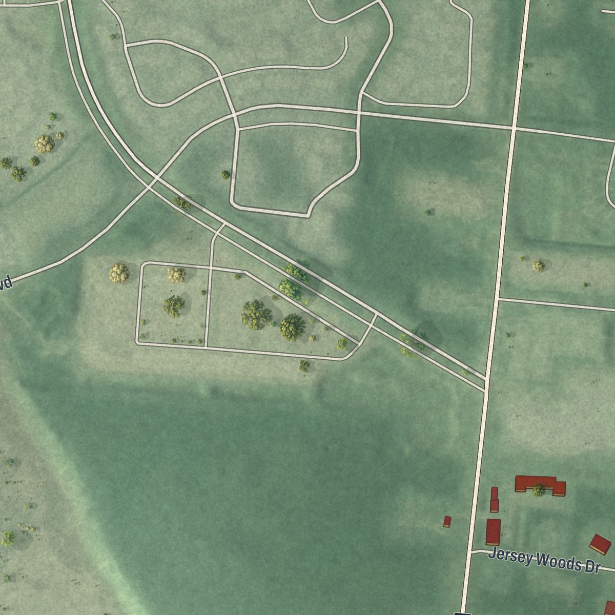 Second close-up of the map of Oceanville, New Jersey print showing more streets and buildings