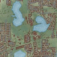 Second close-up of the map of Ocoee, Florida print showing more streets and buildings