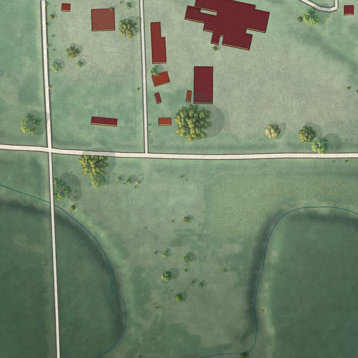 Second close-up of the map of Odell, Nebraska print showing more streets and buildings
