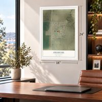Oelrichs, South Dakota map, 18 x 24 inch print in a white frame in a home office