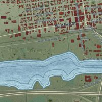 Second close-up of the map of Ogallala, Nebraska print showing more streets and buildings