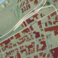 Second close-up of the map of Ohio City, Cleveland, Ohio print showing more streets and buildings