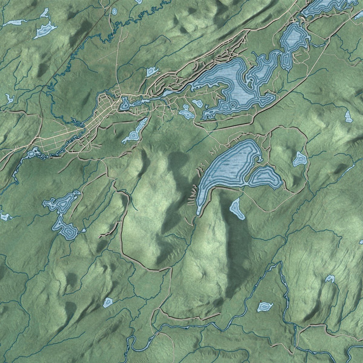 Second close-up of the map of Ohio, New York print showing more streets and buildings