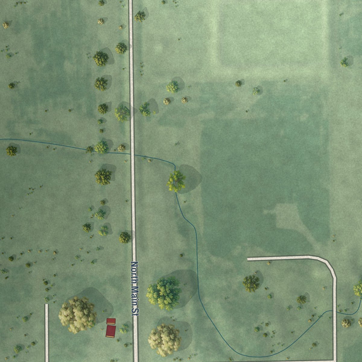 Second close-up of the map of Ohiowa, Nebraska print showing more streets and buildings