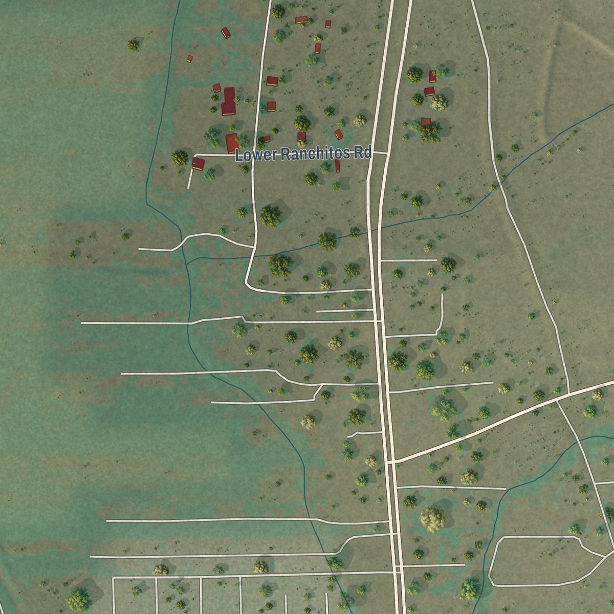 Second close-up of the map of Ohkay Owingeh, New Mexico print showing more streets and buildings