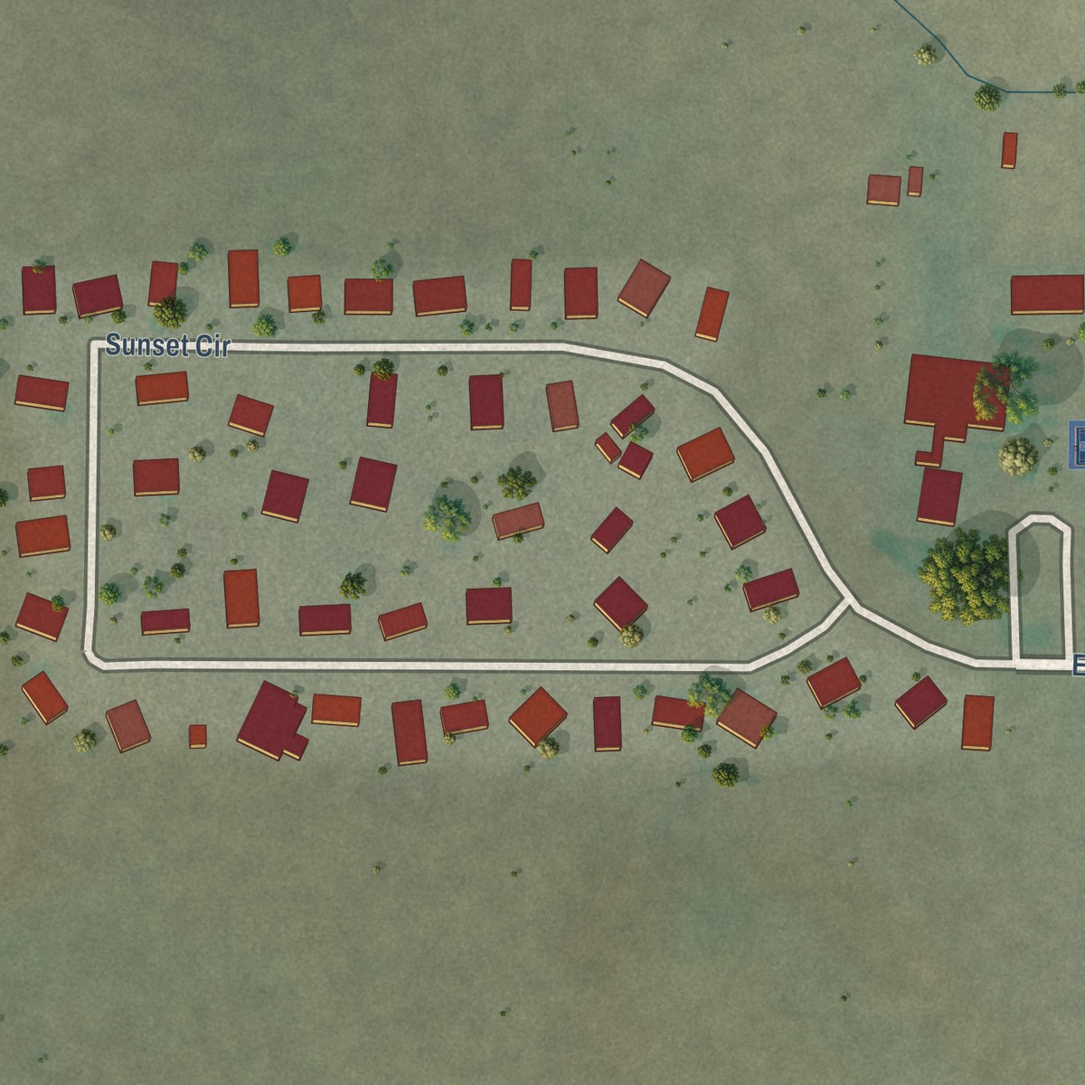 Second close-up of the map of Ojo Amarillo, New Mexico print showing more streets and buildings