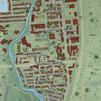 Second close-up of the map of Ojus, Florida print showing more streets and buildings