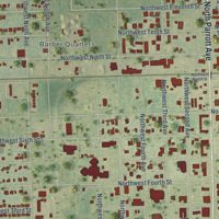 Second close-up of the map of Okeechobee, Florida print showing more streets and buildings