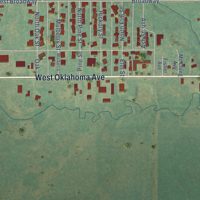 Second close-up of the map of Okeene, Oklahoma print showing more streets and buildings