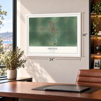 Okeene, Oklahoma map, 18 x 24 inch print in a white frame in a home office