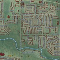 Second close-up of the map of Okemos, Michigan print showing more streets and buildings