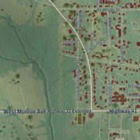 Second close-up of the map of Okolona, Mississippi print showing more streets and buildings