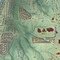 Second close-up of the map of Ola, Georgia print showing more streets and buildings