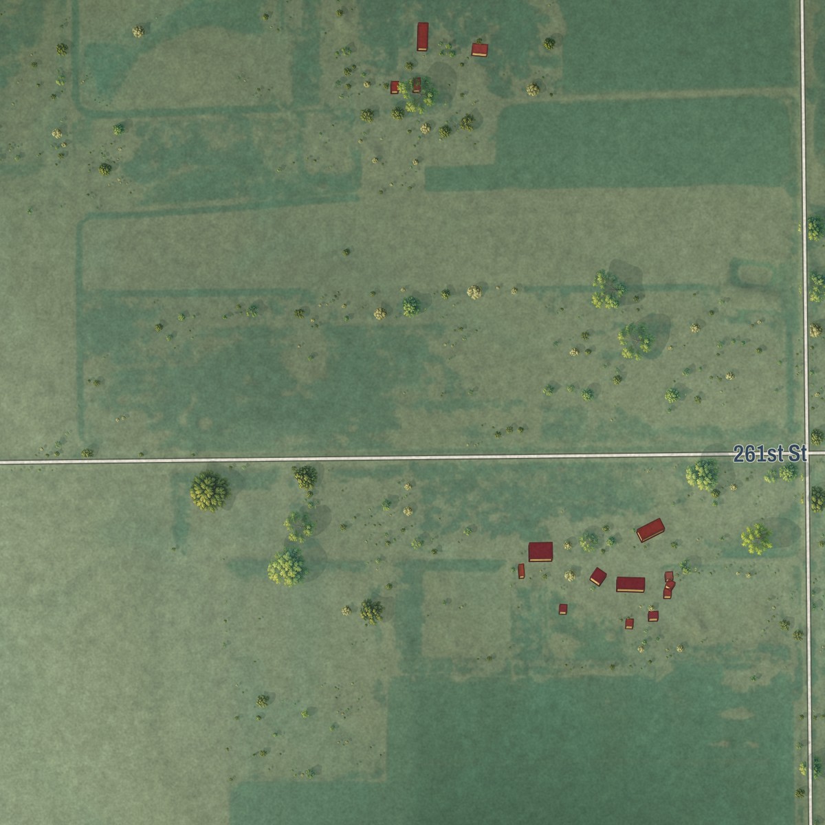 Second close-up of the map of Ola, South Dakota print showing more streets and buildings