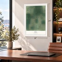 Ola, South Dakota map, 18 x 24 inch print in a white frame in a home office