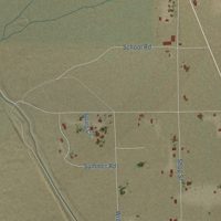 Second close-up of the map of Olancha, California print showing more streets and buildings