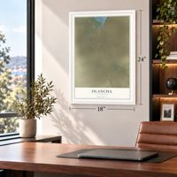 Olancha, California map, 18 x 24 inch print in a white frame in a home office