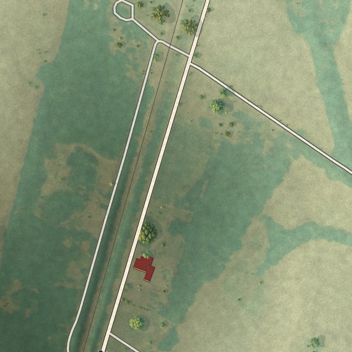 Second close-up of the map of Olar, South Carolina print showing more streets and buildings
