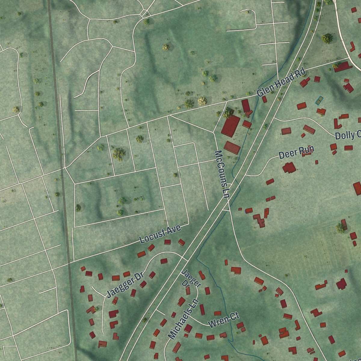 Second close-up of the map of Old Brookville, New York print showing more streets and buildings
