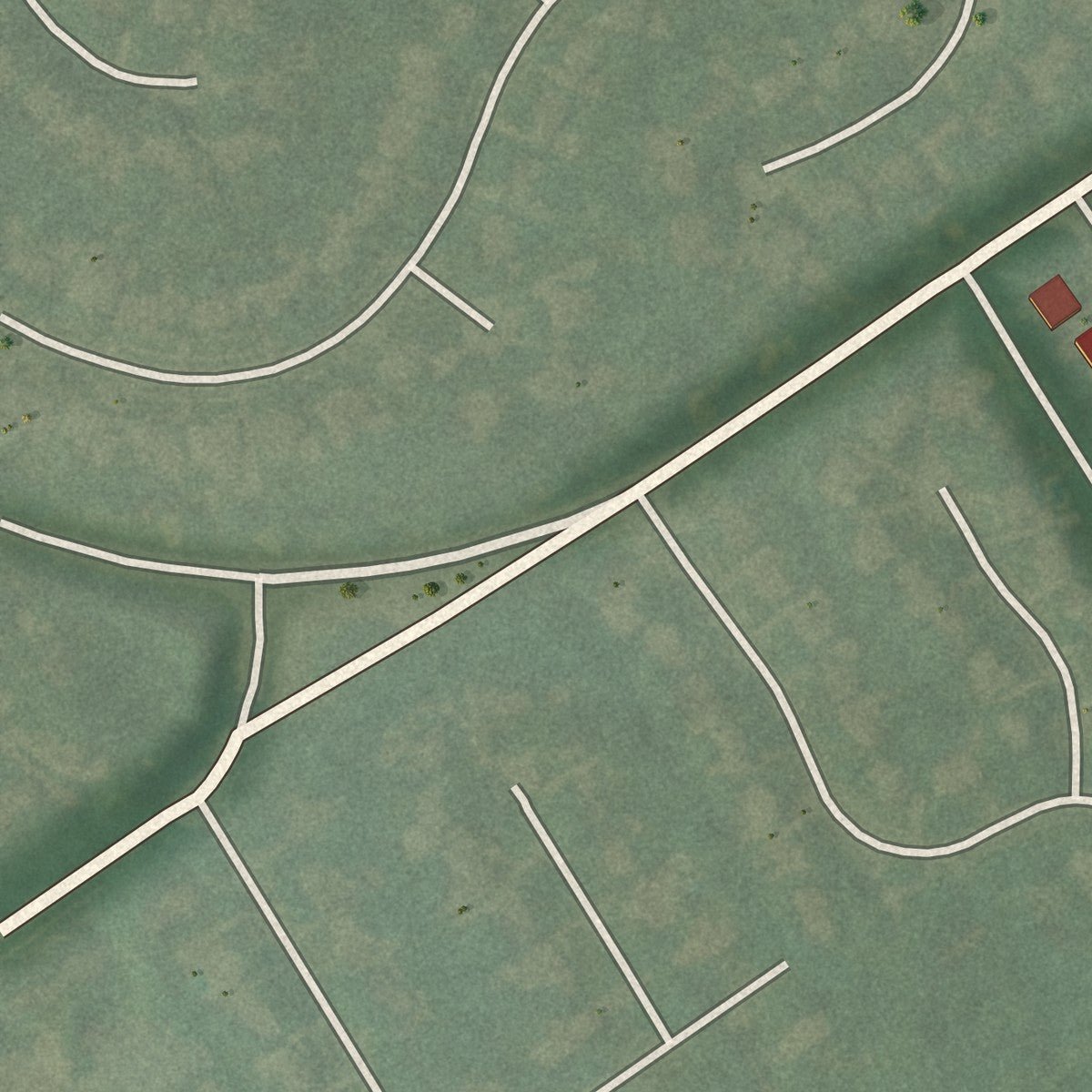Second close-up of the map of Old Brownsboro Place, Kentucky print showing more streets and buildings
