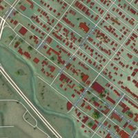 Second close-up of the map of Old Colorado City, Colorado print showing more streets and buildings