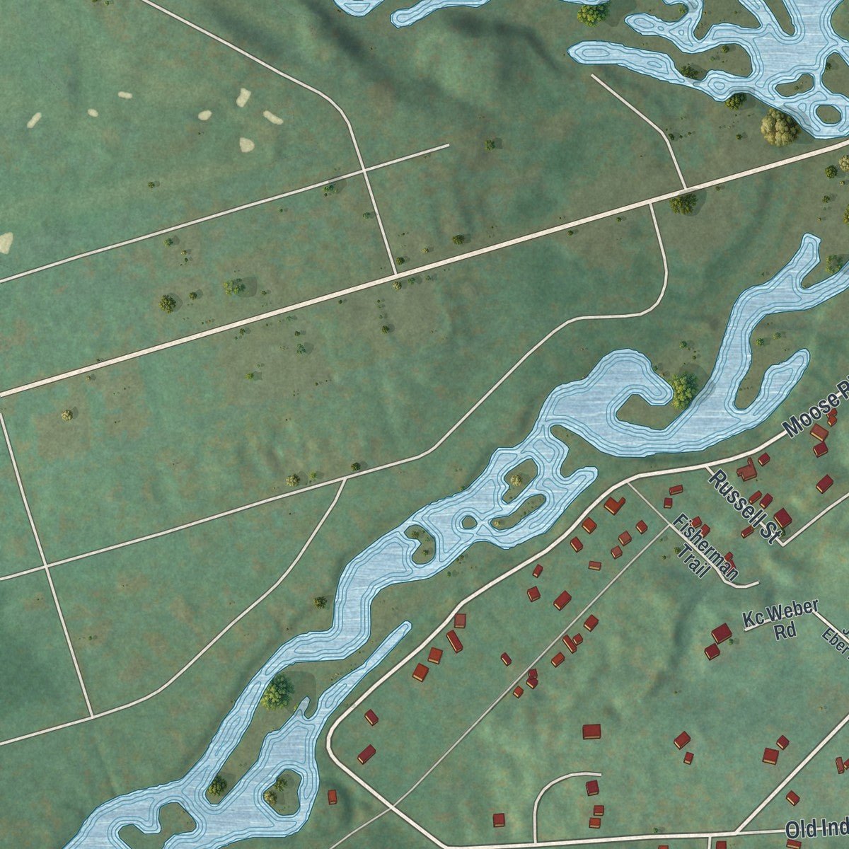 Second close-up of the map of Old Forge, New York print showing more streets and buildings