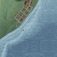 Second close-up of the map of Old Harbor, Alaska print showing more streets and buildings