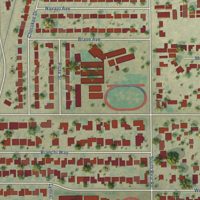 Second close-up of the map of Old Stine, California print showing more streets and buildings
