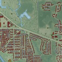 Second close-up of the map of Oldsmar, Florida print showing more streets and buildings