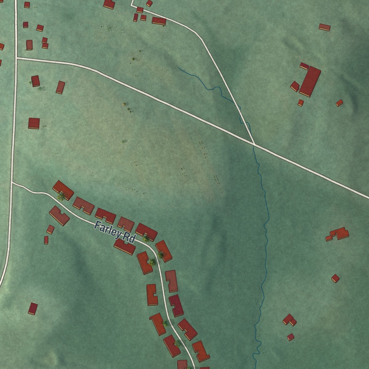Second close-up of the map of Oldwick, New Jersey print showing more streets and buildings