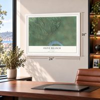 Olive Branch, Illinois map, 18 x 24 inch print in a white frame in a home office
