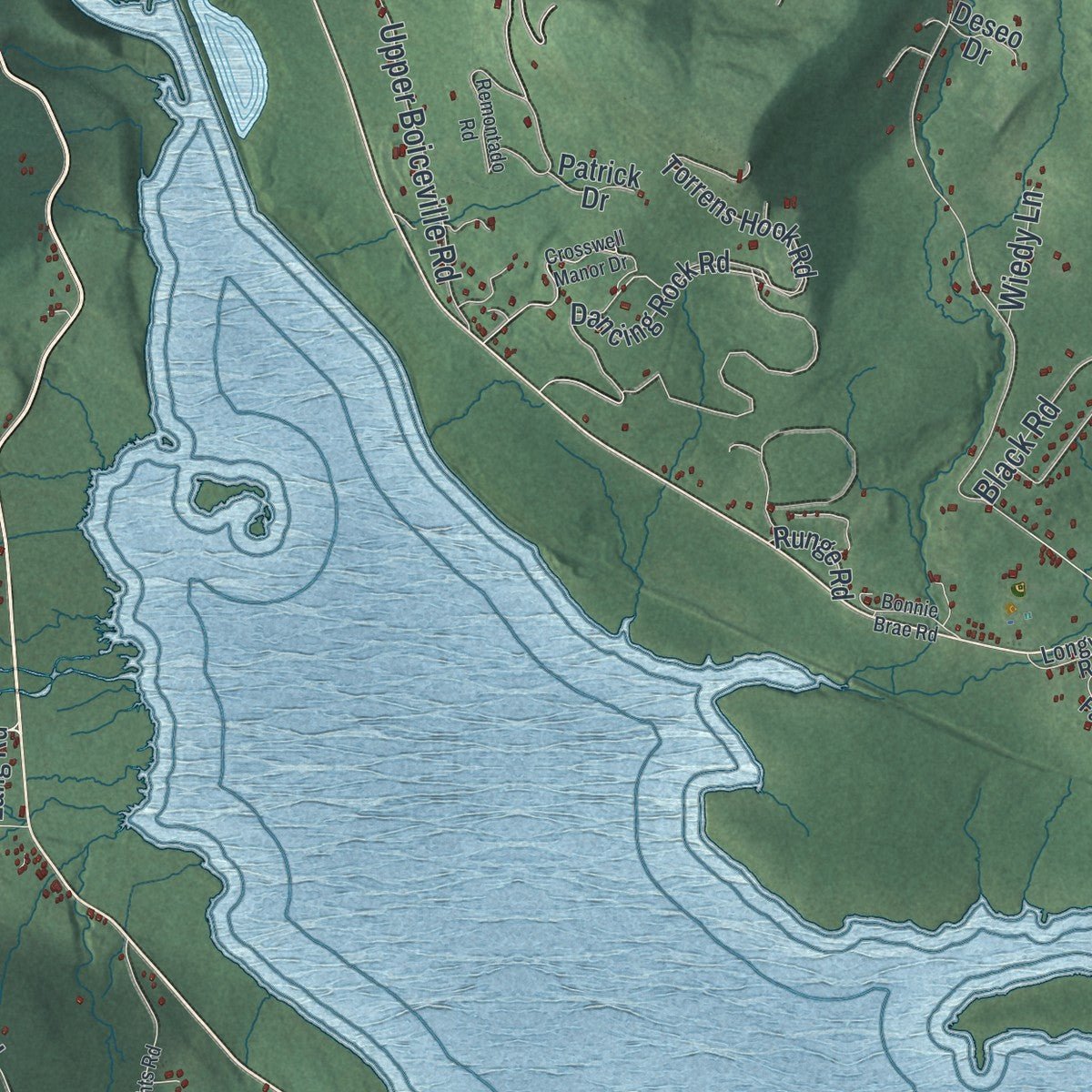 Second close-up of the map of Olive, New York print showing more streets and buildings