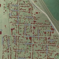 Second close-up of the map of Olivehurst, California print showing more streets and buildings