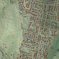 Second close-up of the map of Olivenhain, California print showing more streets and buildings