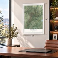 Olivenhain, California map, 18 x 24 inch print in a white frame in a home office