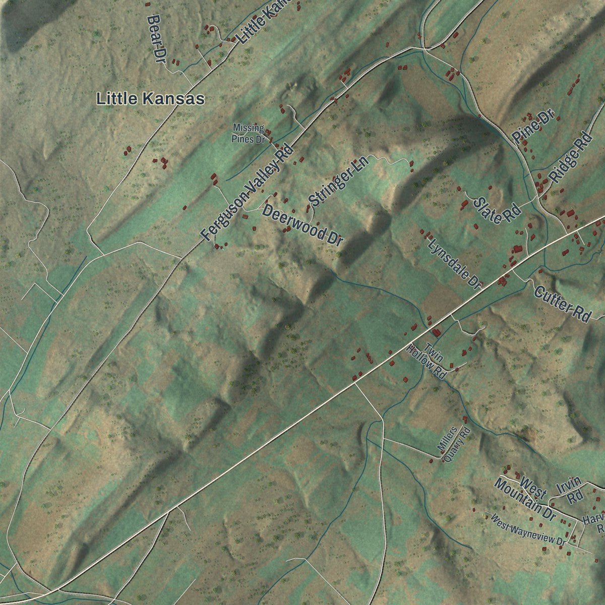 Second close-up of the map of Oliver, Mifflin County, Pennsylvania print showing more streets and buildings