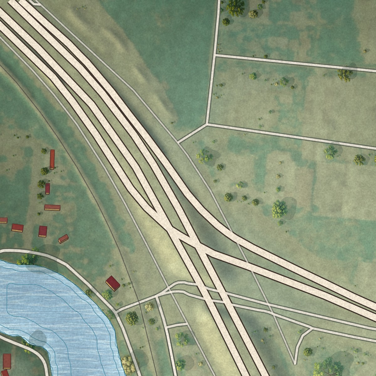 Second close-up of the map of Olmito, Texas print showing more streets and buildings