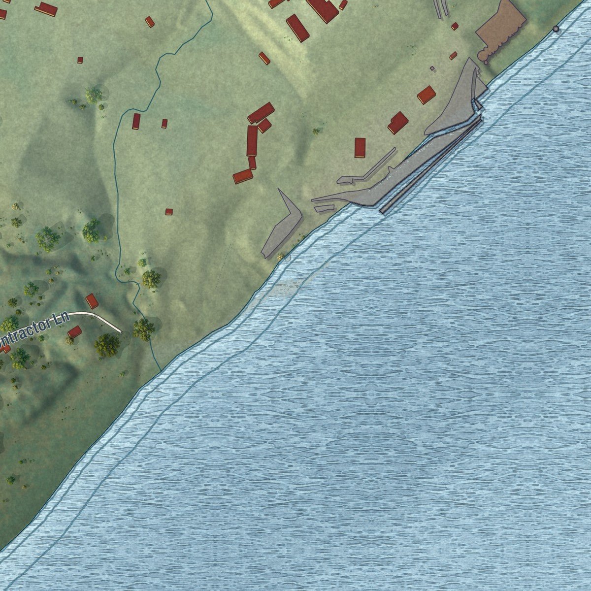 Second close-up of the map of Olmsted, Illinois print showing more streets and buildings