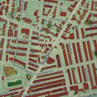 Second close-up of the map of Olney, Pennsylvania print showing more streets and buildings