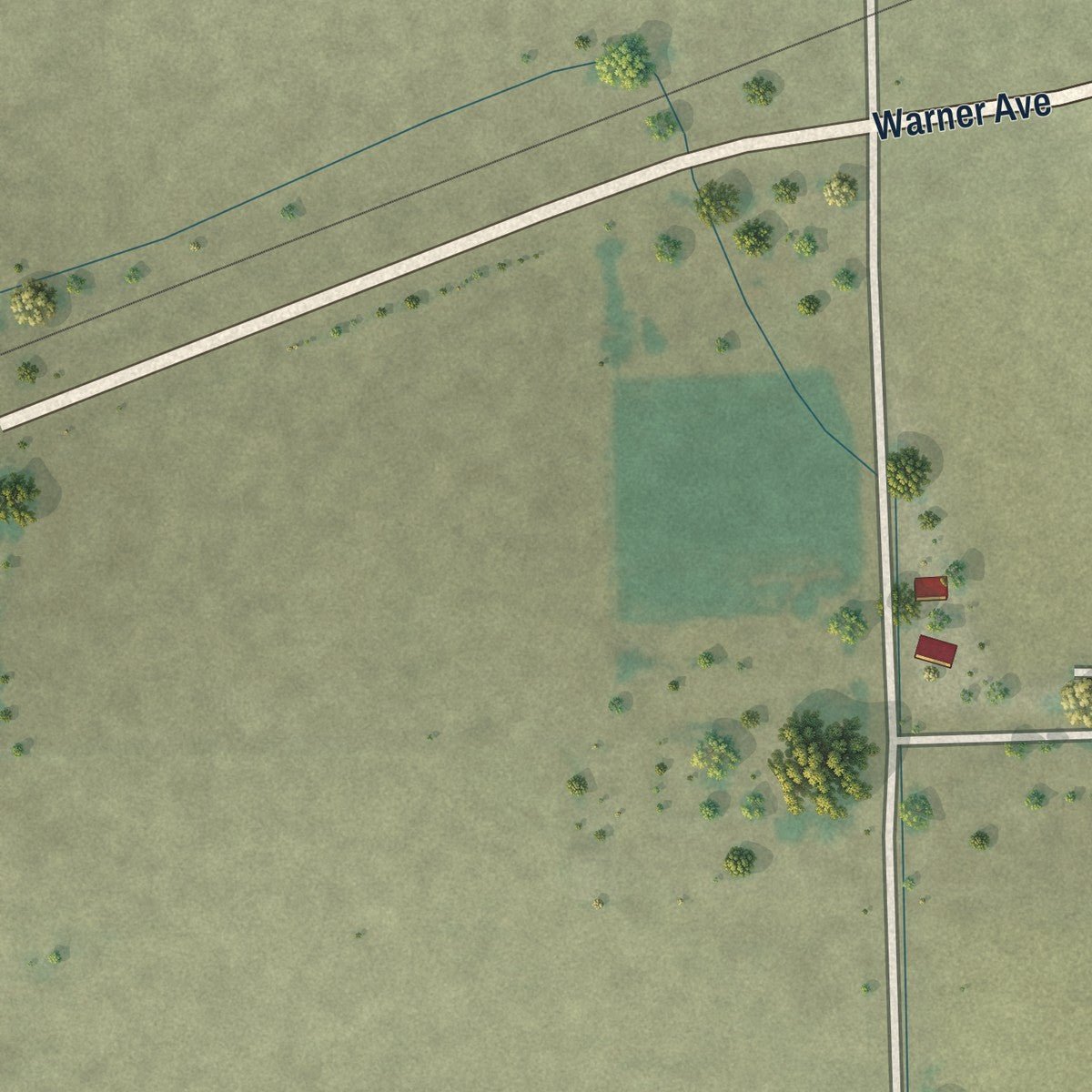 Second close-up of the map of Olney Springs, Colorado print showing more streets and buildings