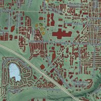 Second close-up of the map of Olympia, Washington print showing more streets and buildings