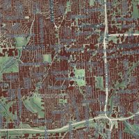 Second close-up of the map of Omaha, Nebraska print showing more streets and buildings