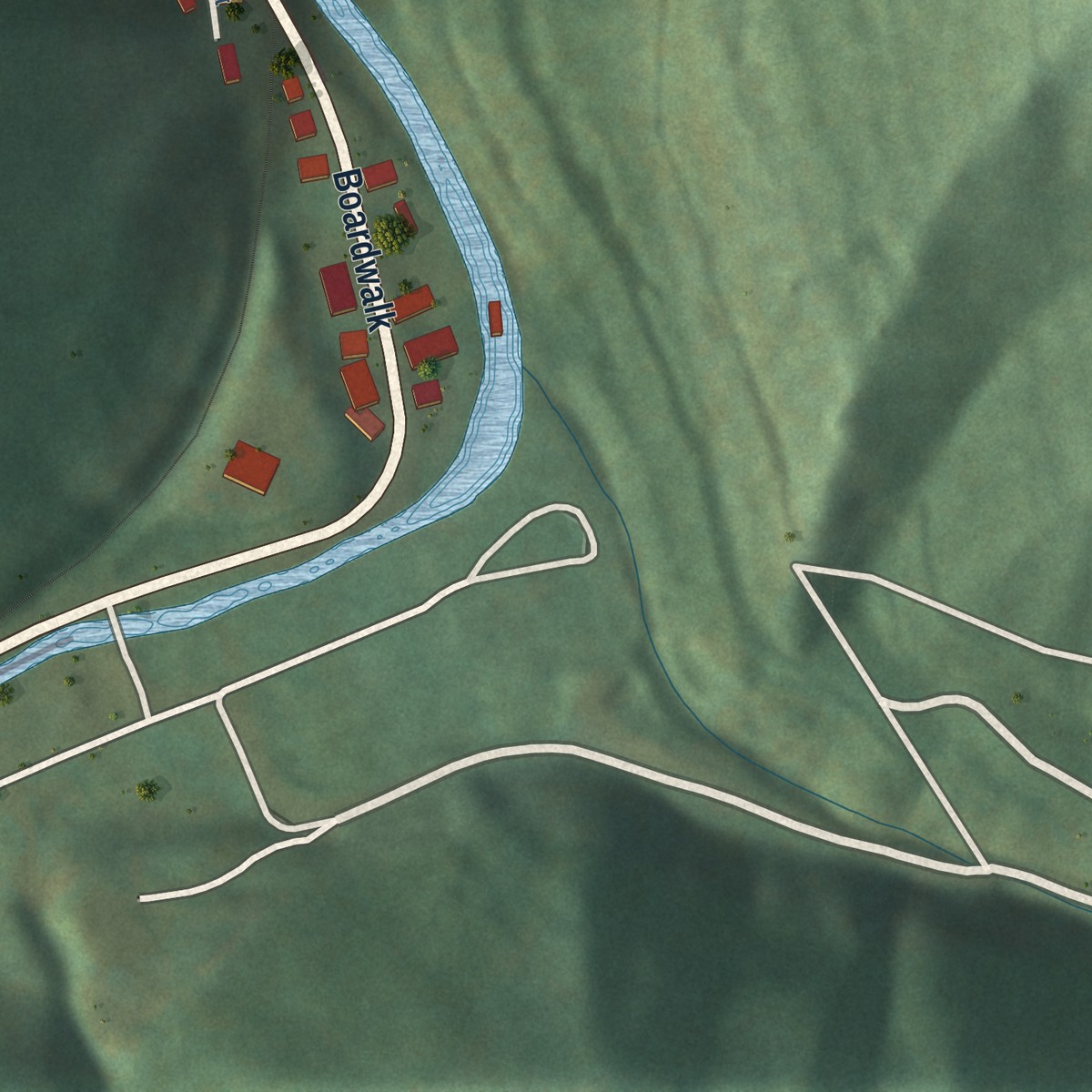 Second close-up of the map of Omar, West Virginia print showing more streets and buildings