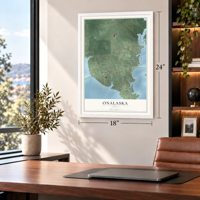 Onalaska, Texas map, 18 x 24 inch print in a white frame in a home office